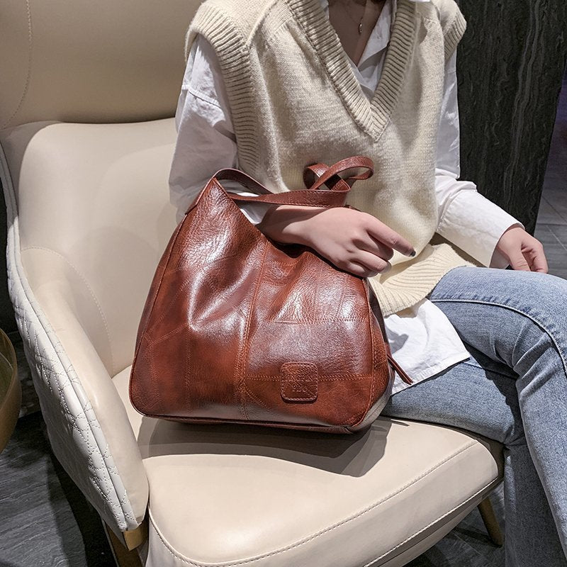 Women's Soft Leather Large Capacity Versatile Korean Crossbody Bags