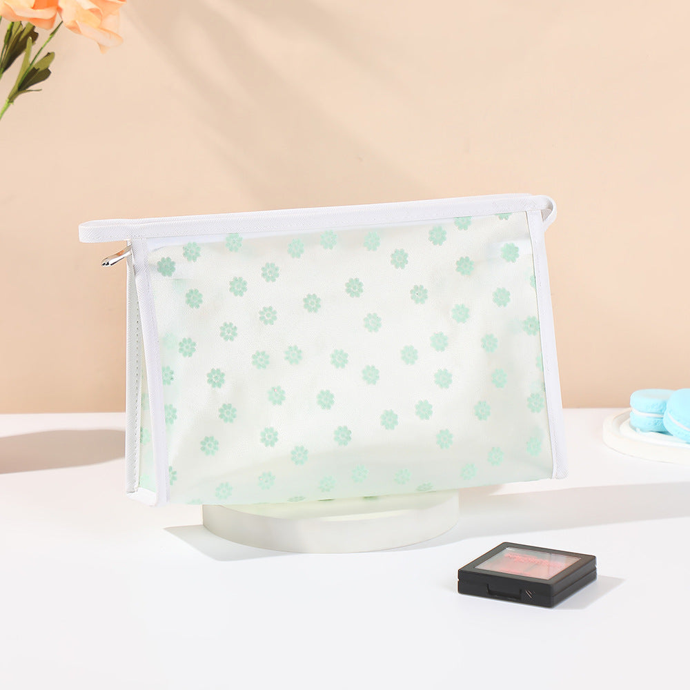 Mesh Fresh Flocking Flower Storage Dry Wet Separation Portable Makeup Bag