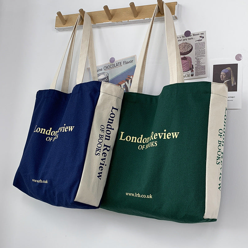 Letters Large Capacity Canvas College Style Shoulder Bags