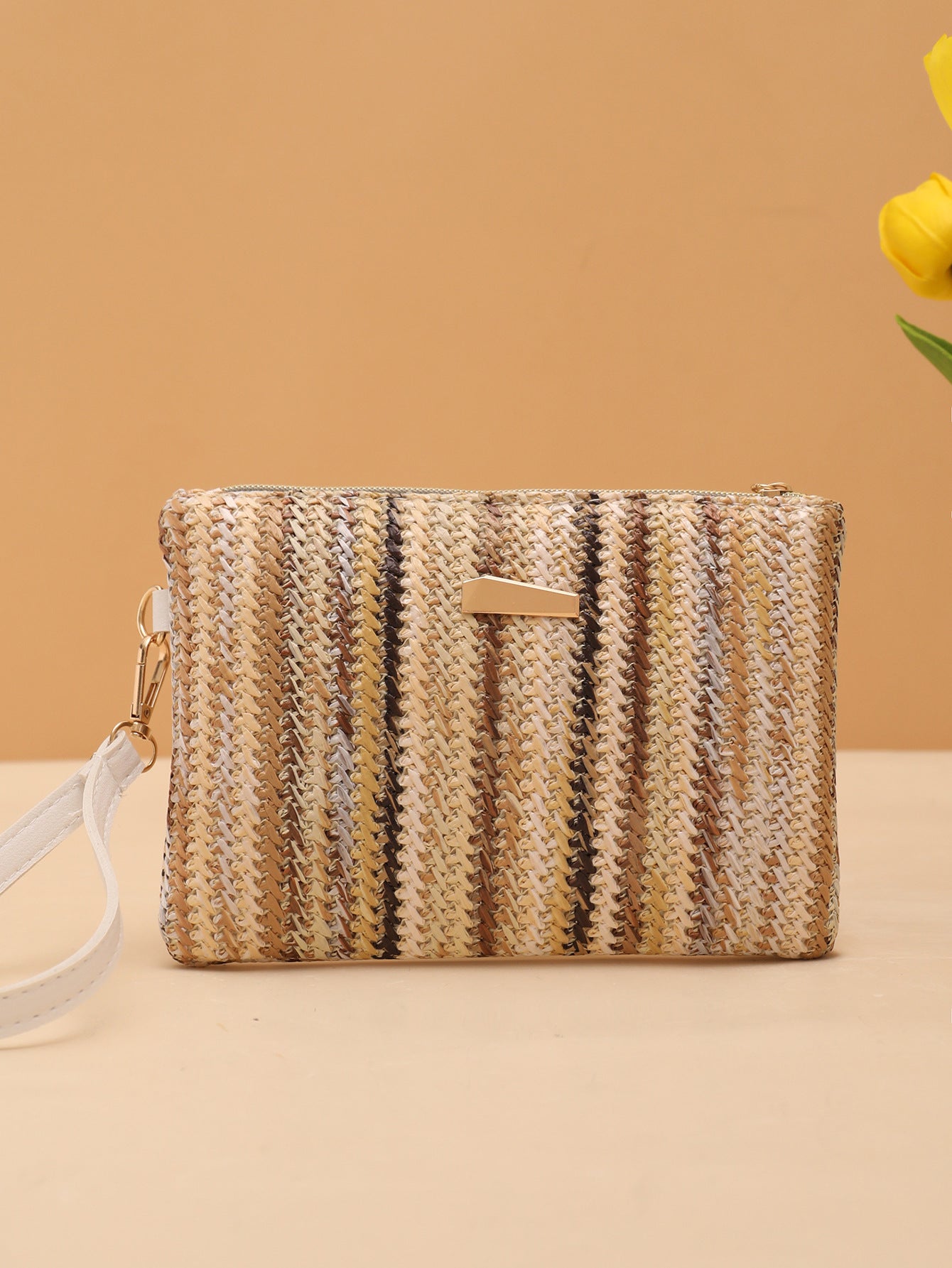 Women's Fashion Rainbow Woven Summer Clutch Fresh Crossbody Bags