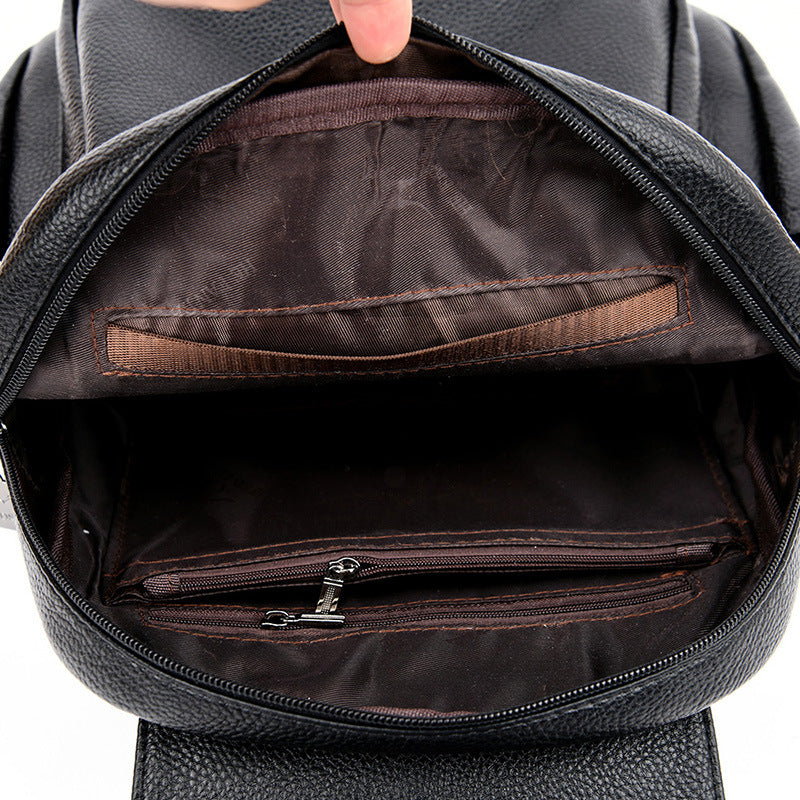 Women's Leather Tactile Feel Fashion Korean Large Backpacks
