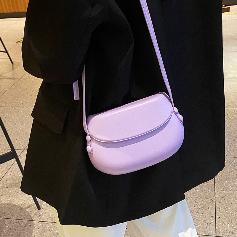 Summer Candy Color Large Pressure Cover Retro Easy Matching Saddle Crossbody Bags