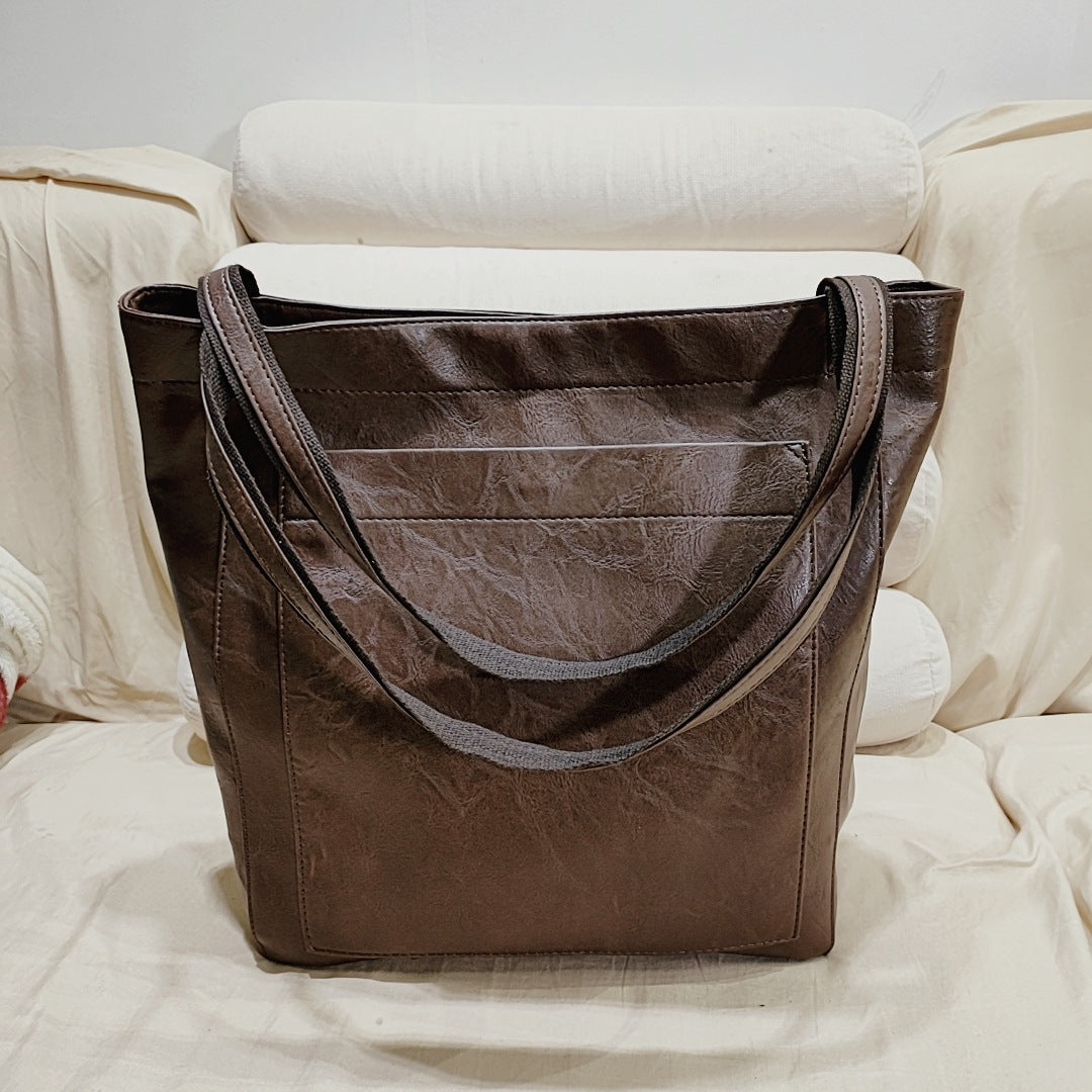 Women's Pocket One Retro Oil Waxed Large Capacity Bags