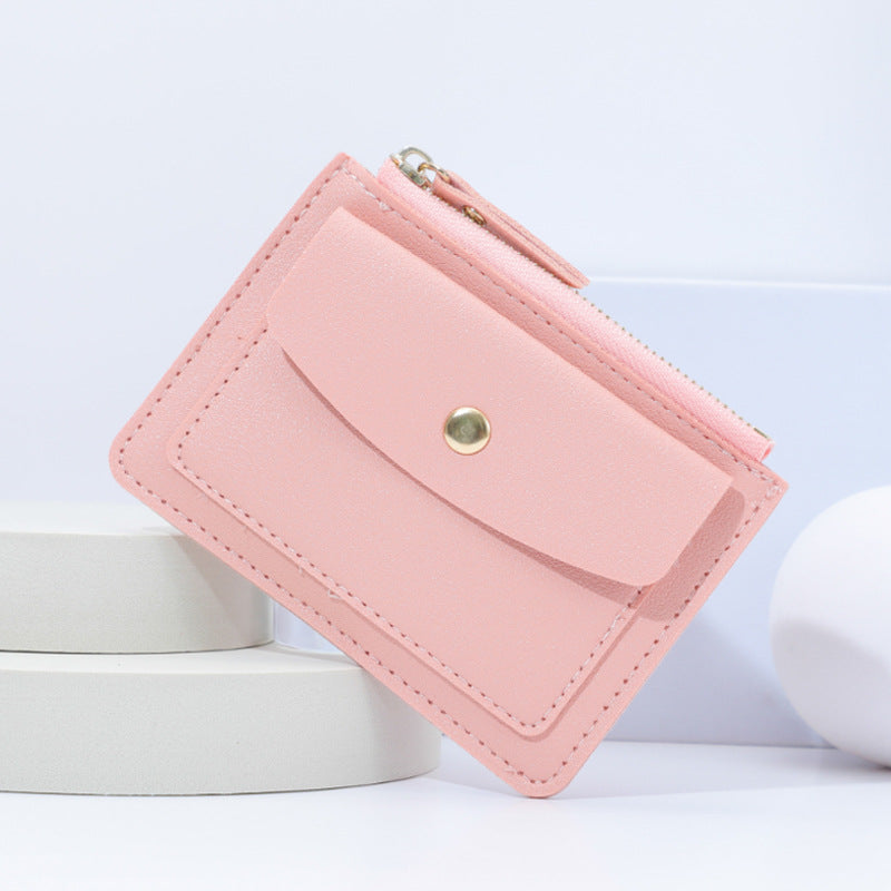 Zipper Slot Female Candy Color Crocodile Card Holder