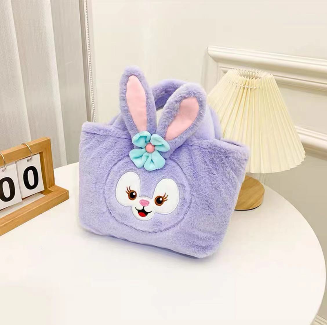 Cute Plush Cartoon Dog Furry Crane Handbags