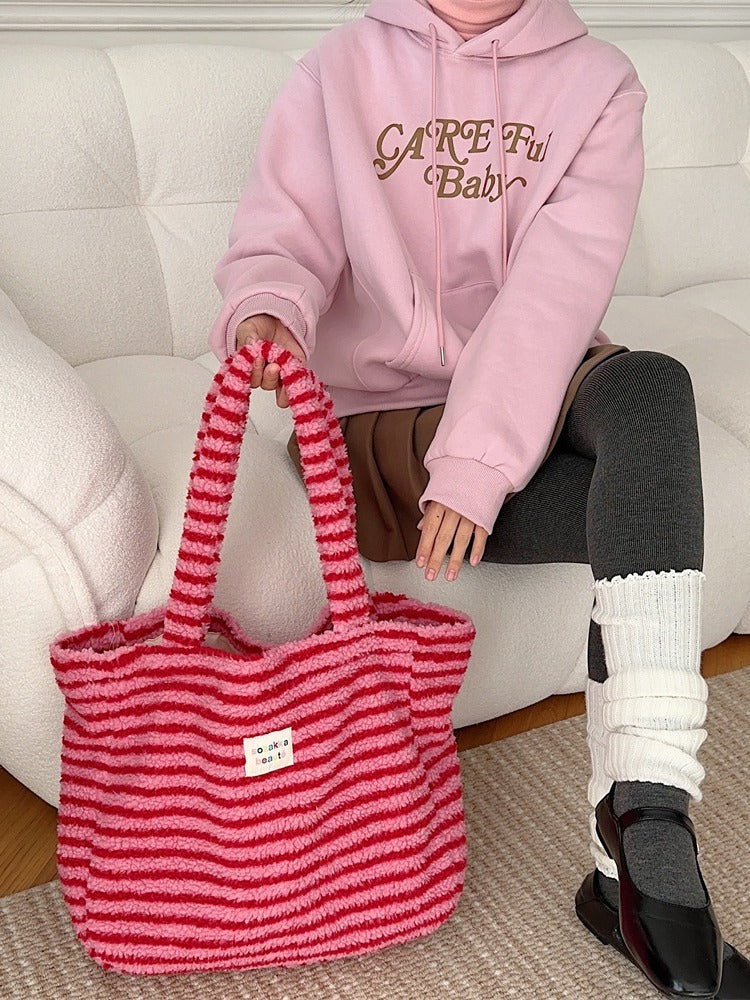 Women's Plush Winter Colorful Polka Dot Class Shoulder Bags