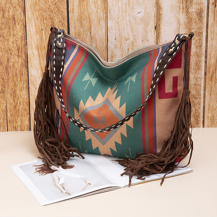 Women's Vintage Hand-woven Cotton And Linen Large Crossbody Bags