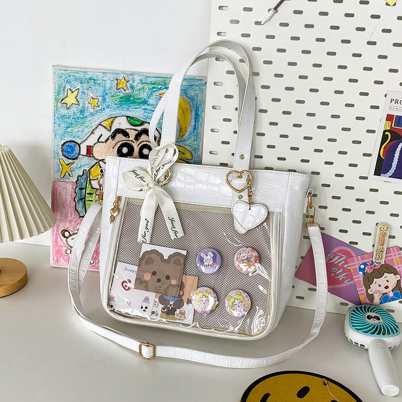 Cartoon Underarm Crocodile Pattern Transparent Portable Crossbody Bags