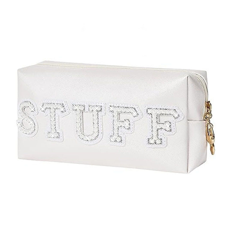Pearl Lettered Make-up Storage Octagonal Portable Makeup Bag