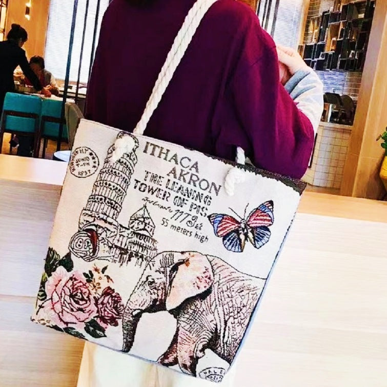 Ethnic Embroidery Double-sided Scenic Spot Thick Shoulder Bags
