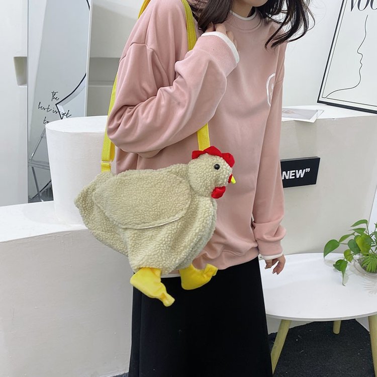 Women's Cute Plush Teenage Creative Cock Personality Crossbody Bags