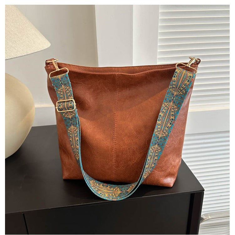 Women's Capacity Retro Broadband Advanced Texture Commuter Crossbody Bags