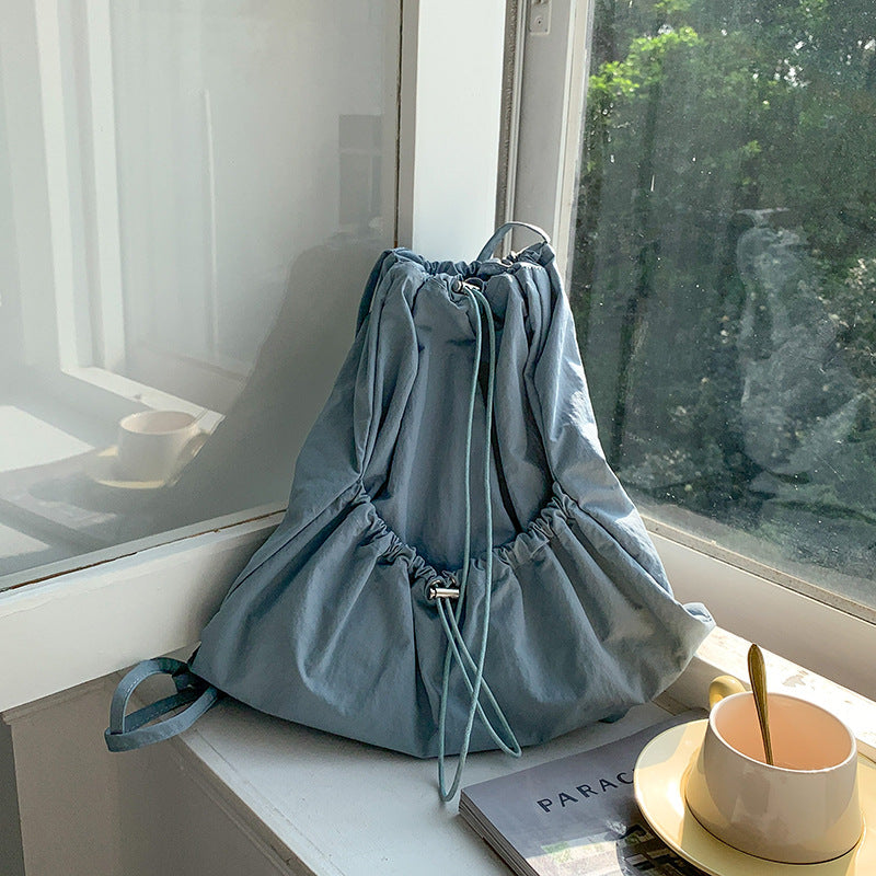 Niche High-grade Large Capacity Pleated Drawstring Backpacks