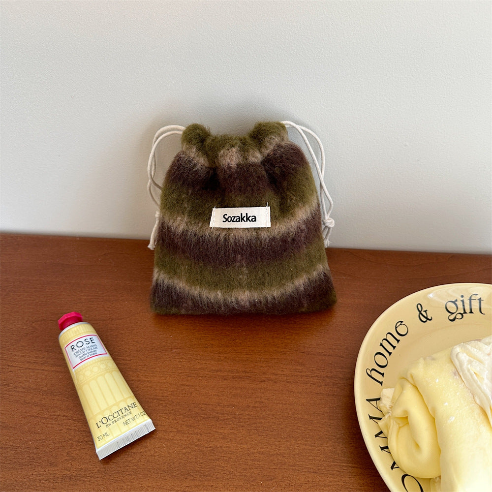 Glamorous Woolen Buggy Cloth Portable Makeup Cosmetic Bags