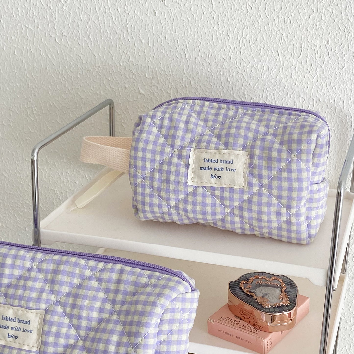 Berry Color Plaid Large Capacity Cosmetics Cosmetic Bags