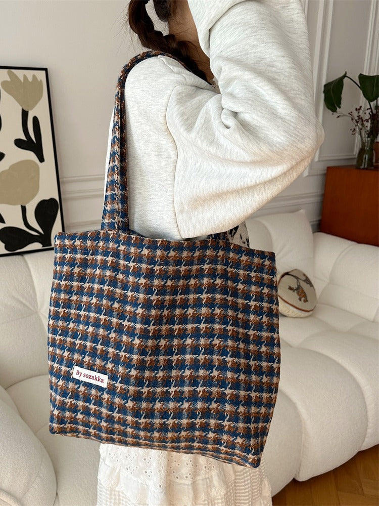 Women's Korean Style Canvas Woolen Large Capacity Shoulder Bags