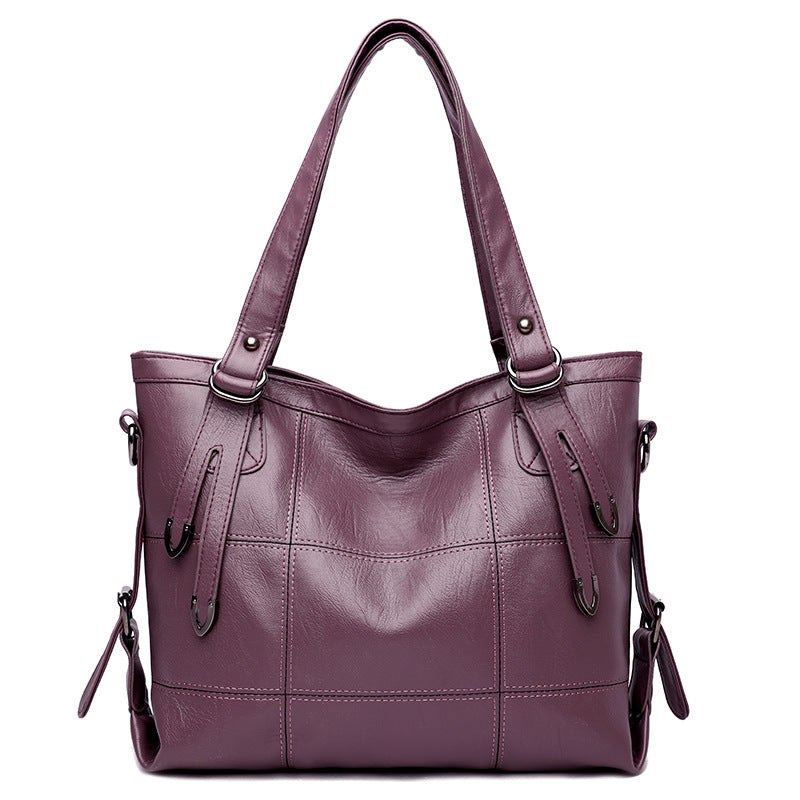 Women's Soft Leather Textured Large Capacity Fashion Shoulder Bags