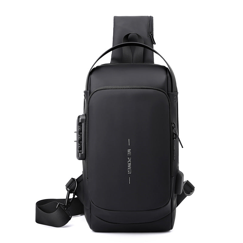 Men's Password Motorcycle Trendy Cool Riding Carpetbag Men's Chest Bags