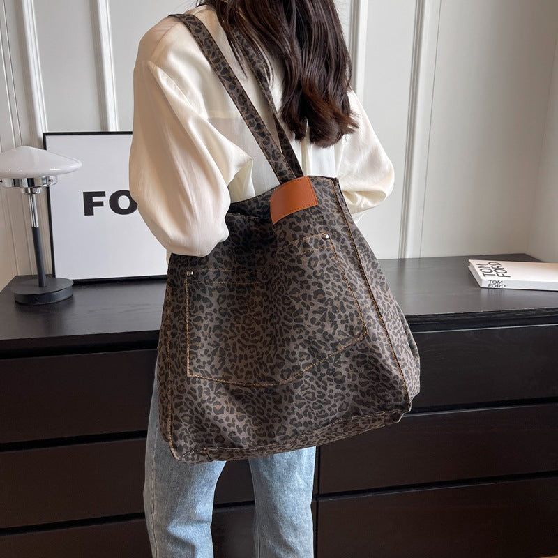 Women's Leopard Print Autumn Floral Fried Street Shoulder Bags