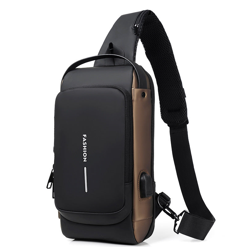 New Casual Men's Multifunctional Charging Port Men's Chest Bags