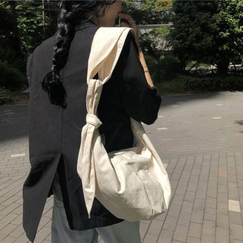 Women's Strap Knotted Korean Style Versatile Canvas Shoulder Bags