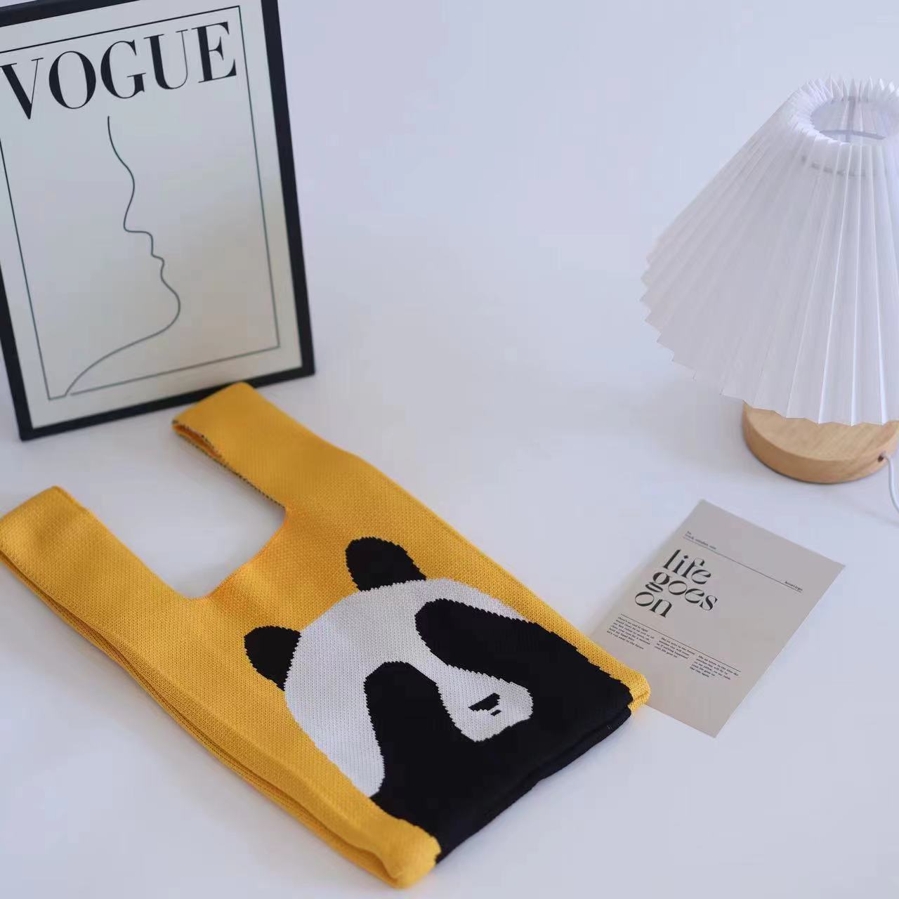 Women's Boat Festival Panda Knitted Wrist Handbags