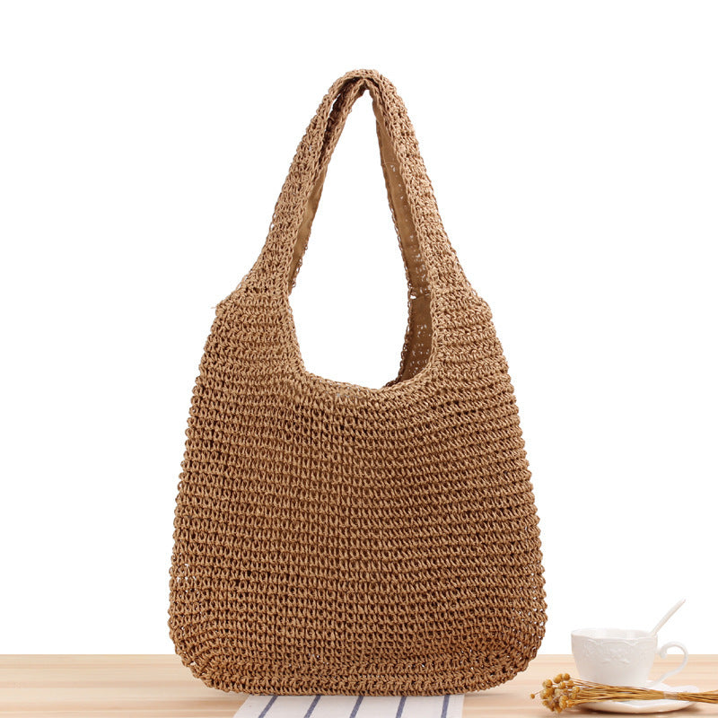One Straw Mori Style Hand-woven Large Shoulder Bags