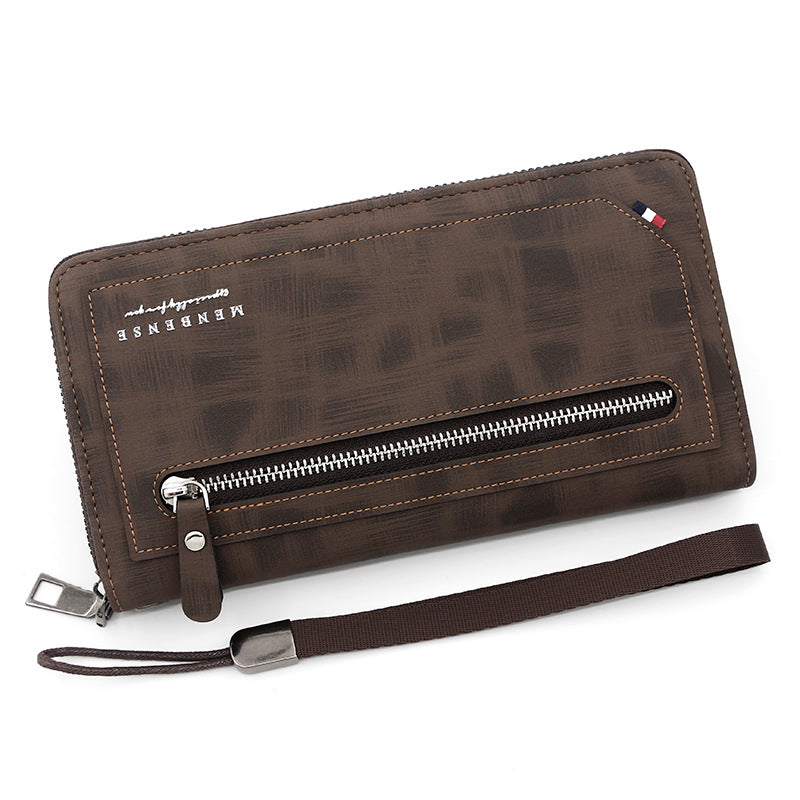 Men's Patchwork Zipper Fashion Leisure Clutch Large Men's Wallet