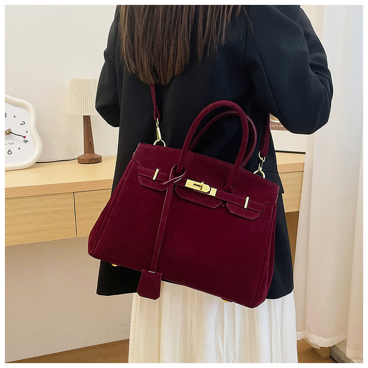 Women's Retro Trendy Kelly Advanced Texture Suede Shoulder Bags