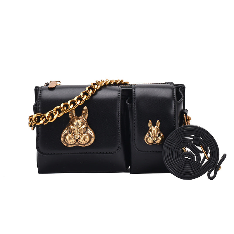 Women's Minority Fashion Haulage Motor Chain Rabbit Crossbody Bags