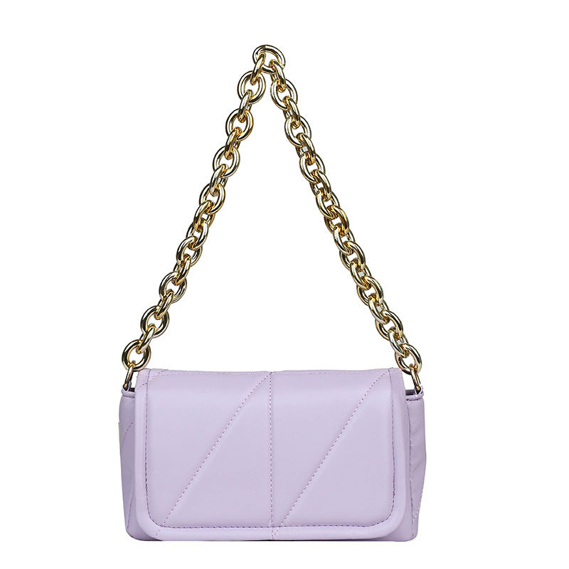 Women's Fashion Solid Color Simple Texture Chain Bags