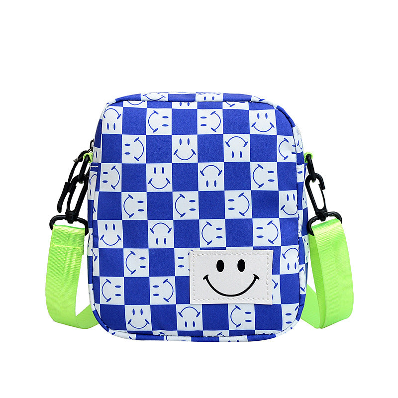 Women's Street Fashion Sweet Style Plaid Smiley Bags