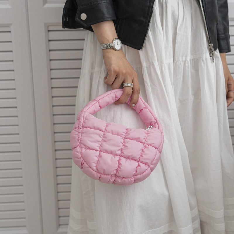 Women's Pleated Cloud Niche Plaid Bubble Down Handbags
