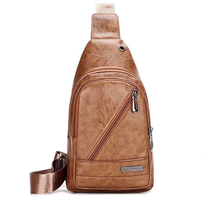 Men's Fashion Simple Waterproof Leisure Leather Business Men's Chest Bags