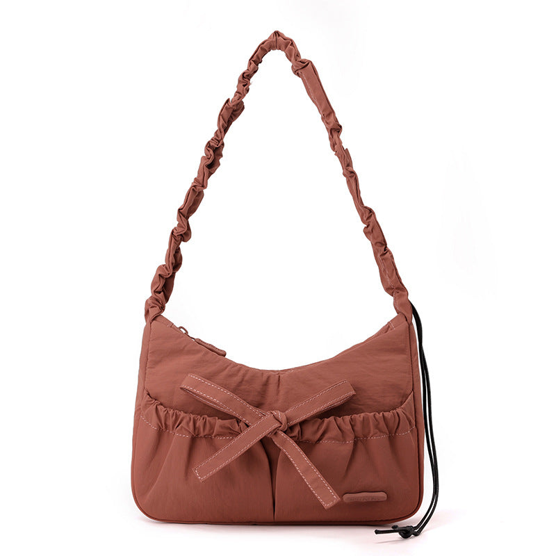 Women's Korean Ballet Style Drawstring Ruffle Bow Shoulder Bags