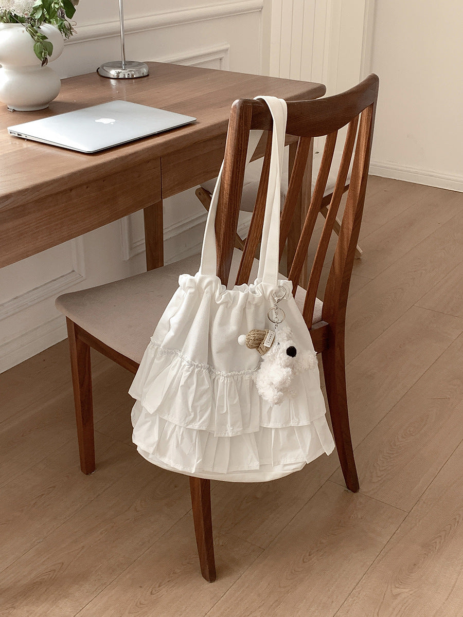 Women's Pleated Ruffled Commute Style High-grade Large Capacity Shoulder Bags