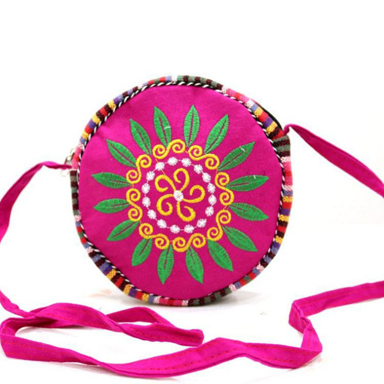 Style Sunflower Embroidered Canvas Rainbow Round Ten Bags