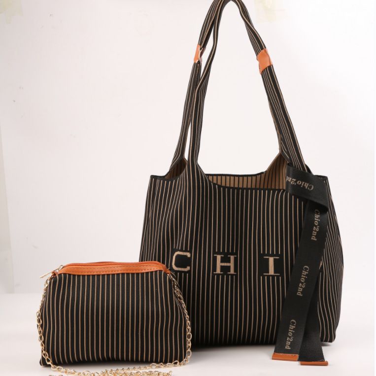 Women's Louver Sunken Stripe Large Capacity Design Shoulder Bags