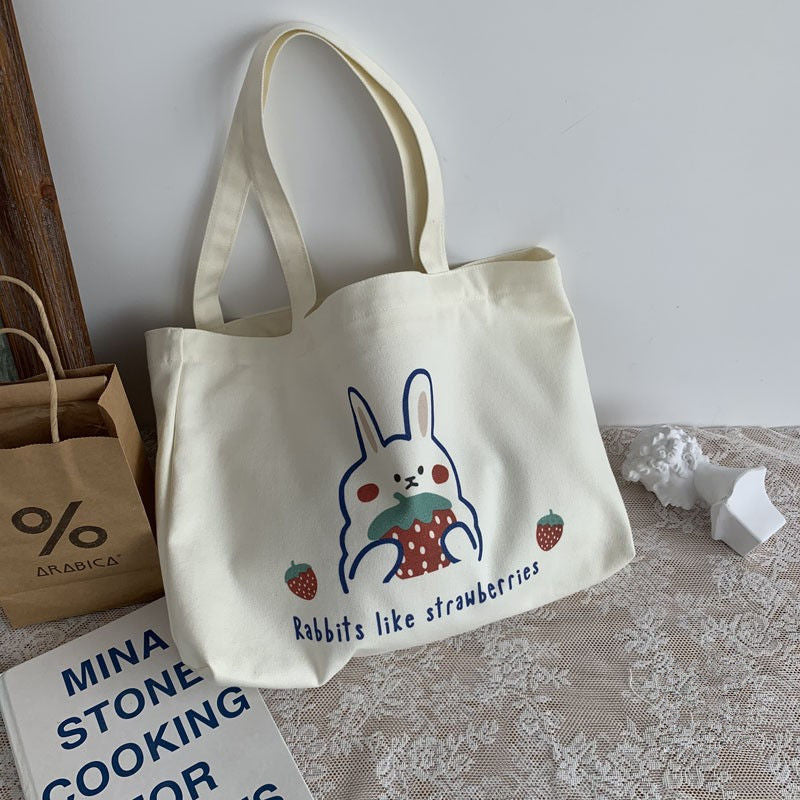 Canvas Female Korean Style Fresh Large Handbags
