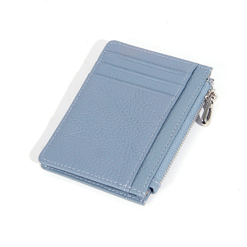 Women's & Men's & Leather Cowhide Solid-color Thin Section Card Holder