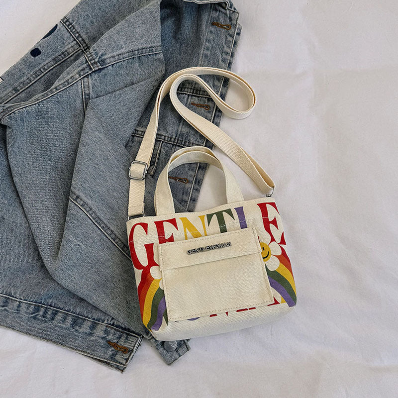 Thailand Design Canvas Contrast Color Letters Shoulder Bags