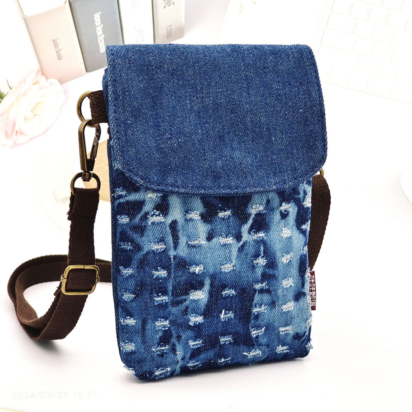 Women's & Men's Trendy Ripped Model Denim Large Screen Phone Bags