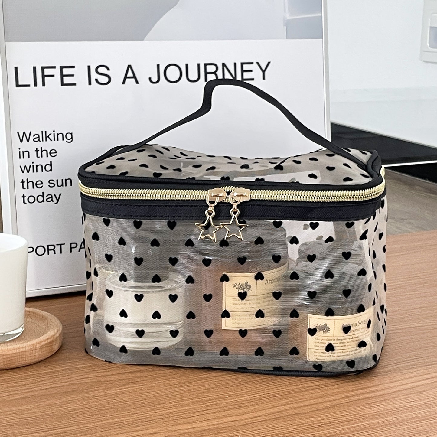 Love Flocking Mesh Storage Large Capacity Lock