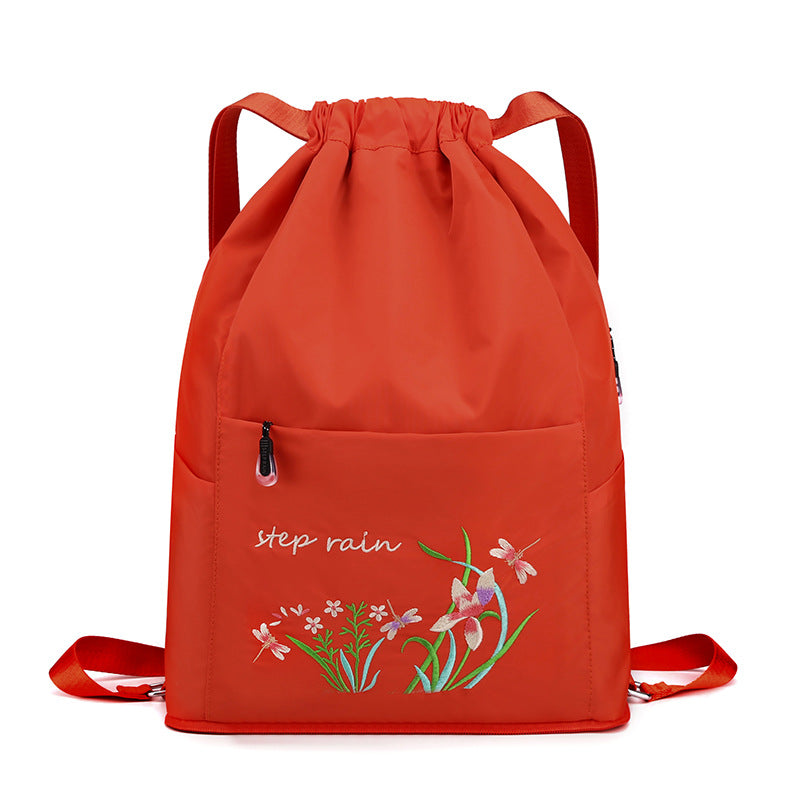Women's Chinese Style Embroidery Drawstring Simple Portable Backpacks