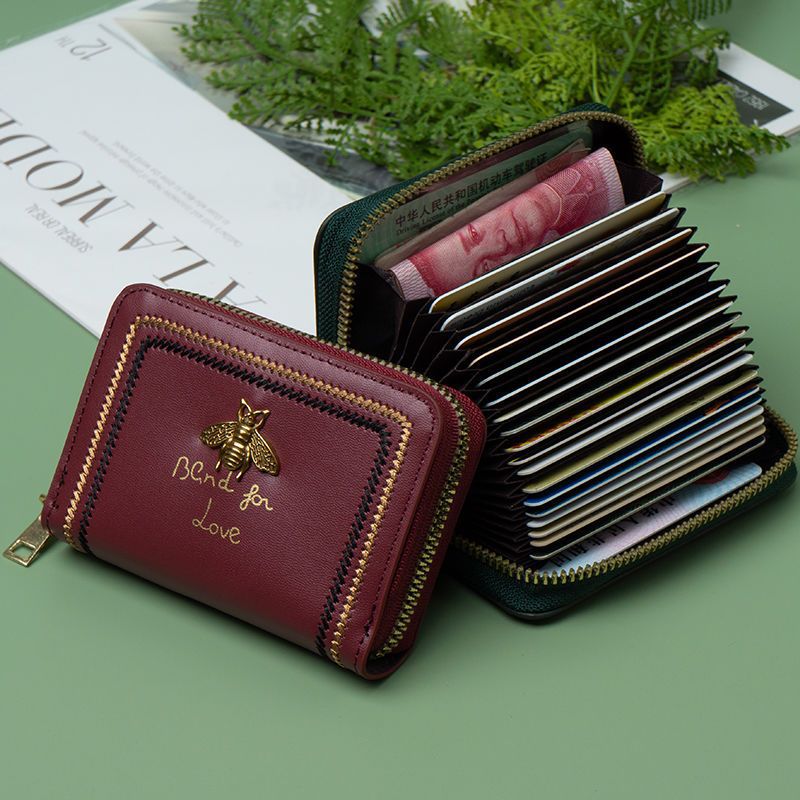 Women's Swiping Bee Zip Organ Female Sleeve Card Holder