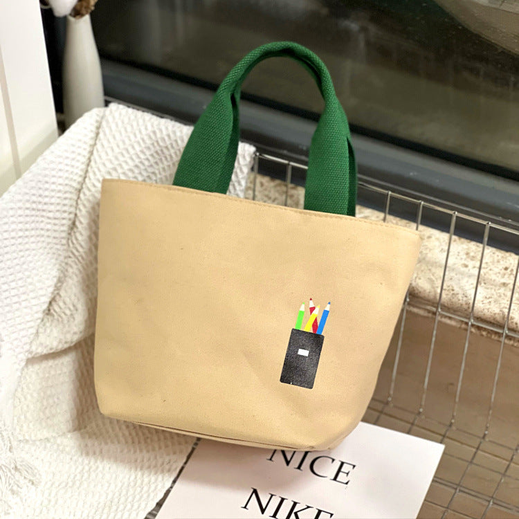 Volume Simple Canvas Lunch Box Hand Handbags