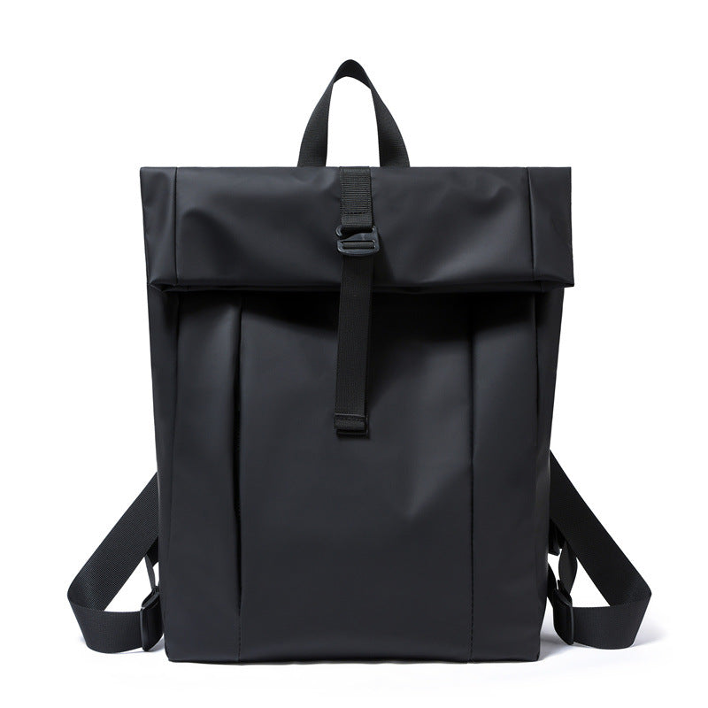 Men's Trendy Large Capacity Curved Edge Roll Top Cover Backpacks