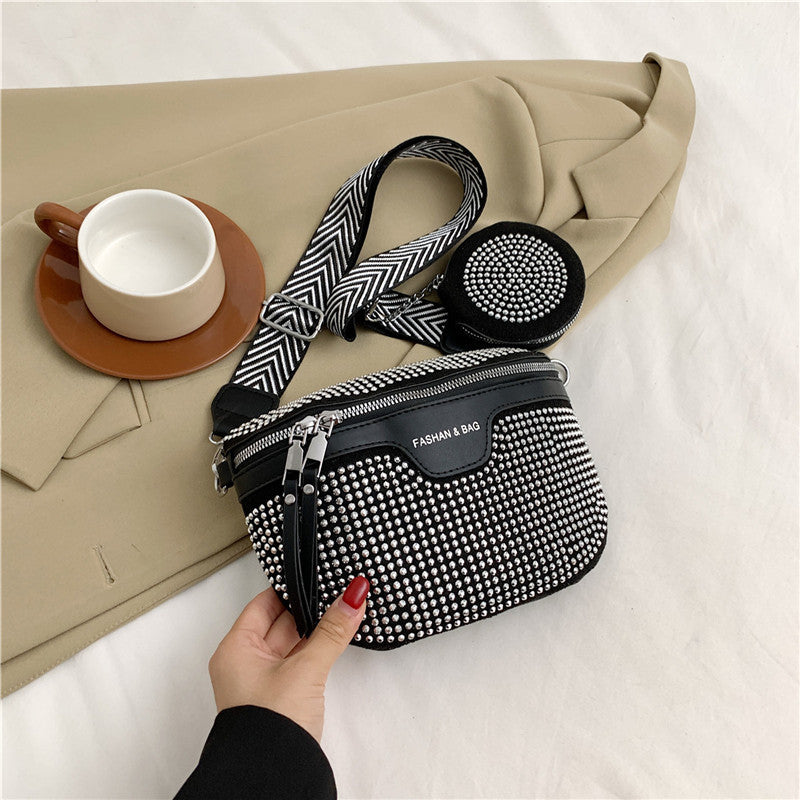 Women's Stylish Simple Rhinestone Fashion Early Autumn Shoulder Bags