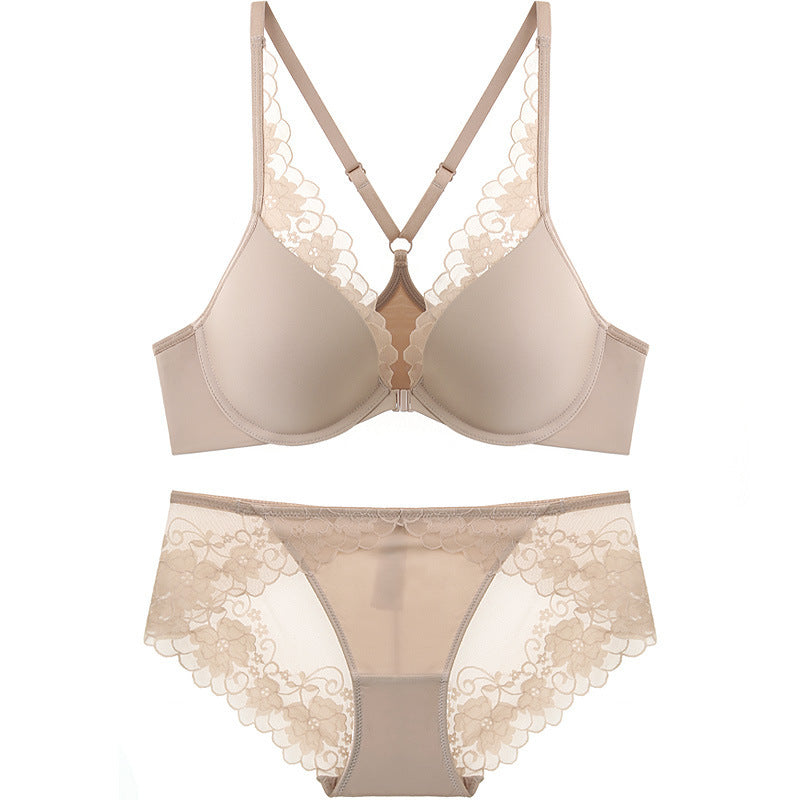 Glossy Buckled Front Shaped Back Big Chest Bras