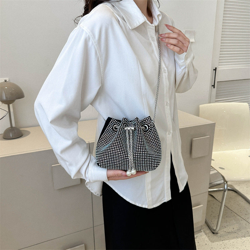 Women's Diamond Drawstring Light Rhinestone Full High-grade Shoulder Bags